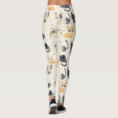 Weiße Katzen Muster Leggings (Rückseite)