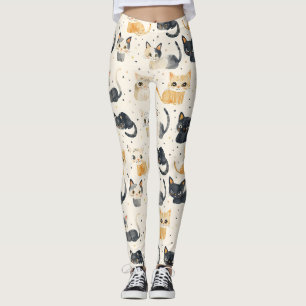 Weiße Katzen Muster Leggings