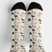 Weiße Katzen Muster Socken (Oben)