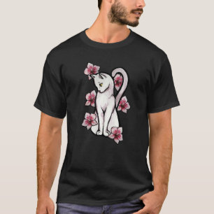 Weiße Katzen-Orchideen-Blüte T-Shirt