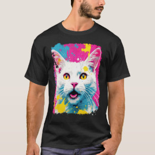 Weiße Katzen Pop Art T-Shirt