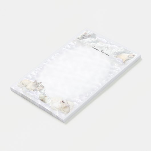 Weiße Katzen Post-it Klebezettel (angewinkelt)