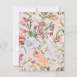 Weiße Katzen rosa Rosen Blumen-Flat-Dankeskarten Dankeskarte
