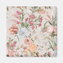 Weiße Katzen rosa Rosen floral Magnet