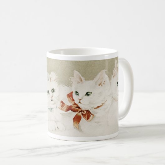 Weiße Katzen Rote blaue Bohnen Kaffeetasse (VorderseiteRechts)