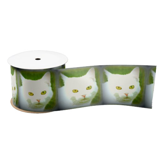 Weiße Katzen Satinband (Spule)
