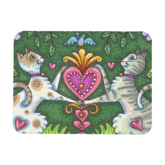WEISSE KATZEN UND BLUEBIRD VALENTINE MAGNET (Horizontal)
