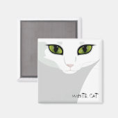 Weiße Katzengesicht mit Augenfarbe Ihrer Wahl Magnet (Vorderseite/Rückseite)