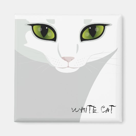 Weiße Katzengesicht mit Augenfarbe Ihrer Wahl Magnet (Vorne)