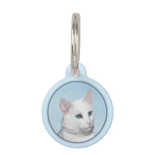 Weiße Katzenmalerei - Niedliche Originalkatzenart Haustiermarke