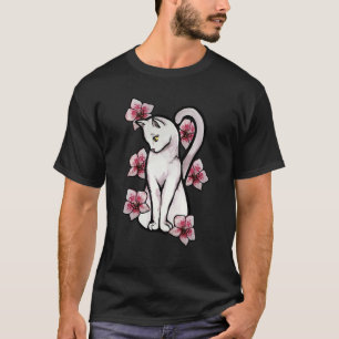 Weiße Katzenorchideen-Blumenkunst T-Shirt