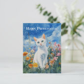 Weiße Katzenüberquerung - Postkarte (Stehend Vorderseite)