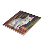 Weiße Katzzeichnung Fliese (Seite)