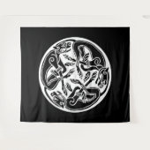 Weiße keltische Hunde auf schwarz Wandteppich (Vorderseite (Horizontal))