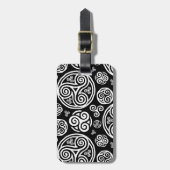 Weiße keltische Triskels auf schwarz Gepäckanhänger (Vorderseite vertikal)