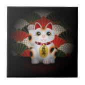 Weiße Keramik Maneki Neko Fliese (Vorderseite)