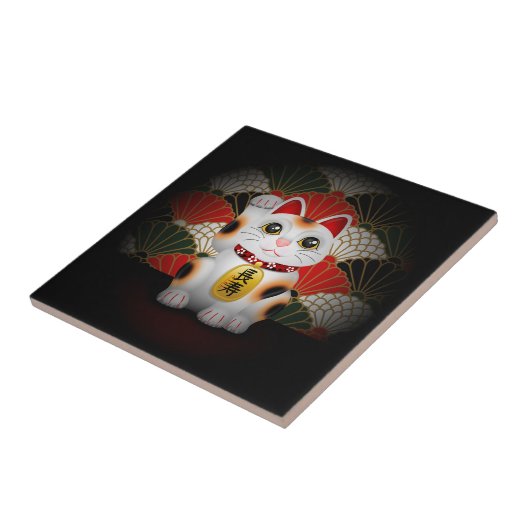 Weiße Keramik Maneki Neko Fliese (Seite)