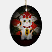 Weiße Keramik Maneki Neko Keramikornament (Rechts)