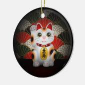 Weiße Keramik Maneki Neko Keramikornament (Links)