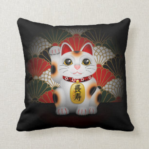 Weiße Keramik Maneki Neko Kissen
