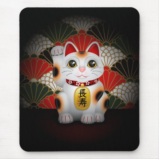Weiße Keramik Maneki Neko Mousepad (Vorne)