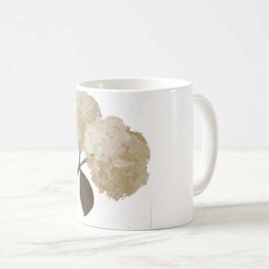 Weiße Keramik-Tasse mit Hydrangeas Kaffeetasse (VorderseiteRechts)