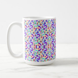 Weiße Keramiktasse mit lebendigem, farbenfrohem Pa Kaffeetasse
