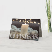 Weiße Kerze Gemütliche Weihnachten geklappt (Vorderseite)
