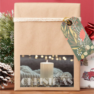 Weiße Kerzen-Weihnachten Cozy Rechteckiger Aufkleber