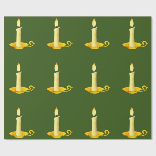 Weiße Kerzen zum Grünbuch Geschenkpapier (Flach)