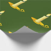 Weiße Kerzen zum Grünbuch Geschenkpapier (Ecke)