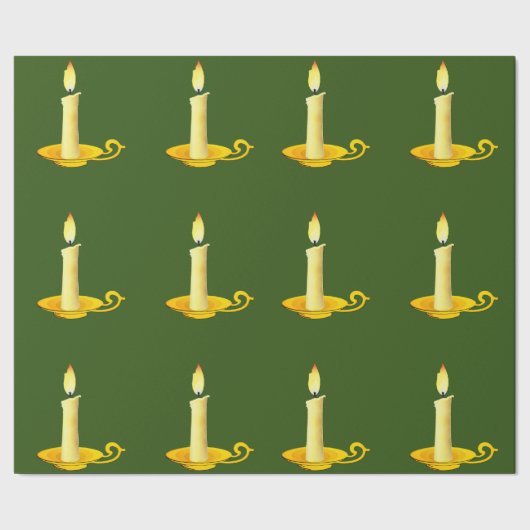 Weiße Kerzen zum Grünbuch Geschenkpapier (Saum)