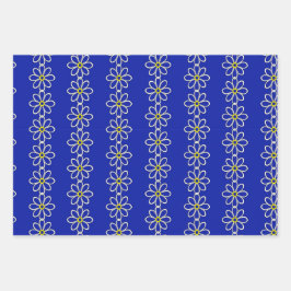 Weiße Kette auf königsblauem Hintergrund Geschenkpapier Set