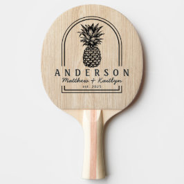 Weiße Kiefer Ananas Hochzeitsbogen & Name Tischtennis Schläger