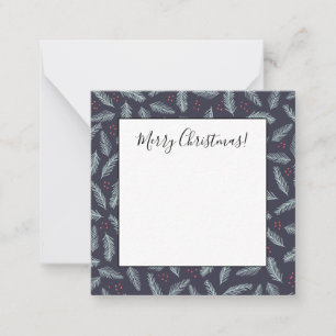 Weiße Kiefernzweige Federn Stechpalmen-Beeren Weih Mitteilungskarte