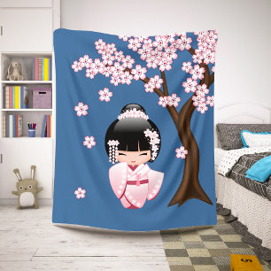 Weiße Kimono Kokeshi Puppe - niedliches Sherpadecke
