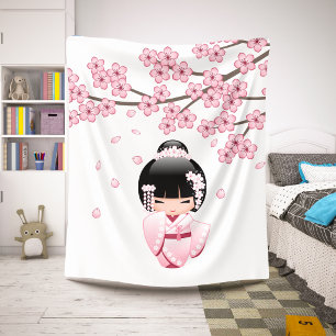 Weiße Kimono Kokeshi Puppe - niedliches Sherpadecke