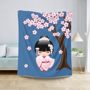Weiße Kimono Kokeshi Puppe - niedliches Sherpadecke