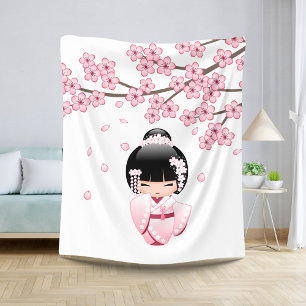 Weiße Kimono Kokeshi Puppe - niedliches Sherpadecke