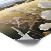 Weiße Kirche in einem Blumenfeld Religiös Poster (Ecke)