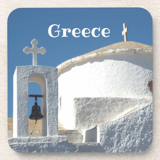WEISSE KIRCHE IN GRIECHENLAND GETRÄNKEUNTERSETZER (Vorderseite)