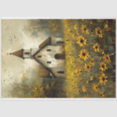 Weiße Kirchengelbe Wildblumen Rustikale Dekoupage Seidenpapier (Vorderseite)