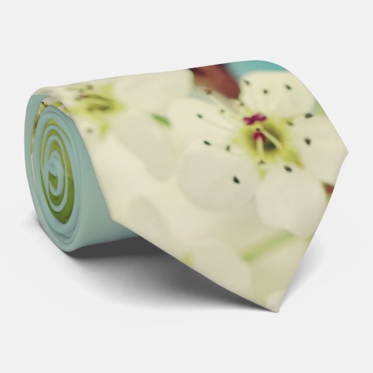 Weiße Kirschblossom Blume Blumenbaum Krawatte (Gerollt)