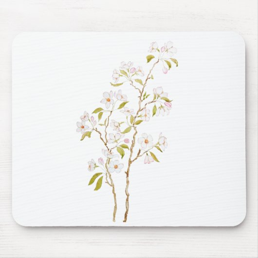 Weiße Kirschblüte Mousepad (Vorne)