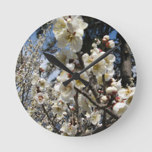 Weiße Kirschblüte / Sakura / サクラ(桜) Runde Wanduhr