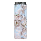 Weiße Kirschblüte unter blauem Himmel im m Thermosbecher (Rückseite)