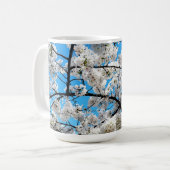 Weiße Kirschblüten-Blumen-Tasse Kaffeetasse (Vorderseite Links)