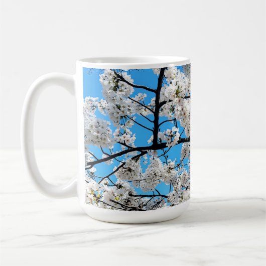 Weiße Kirschblüten-Blumen-Tasse Kaffeetasse (Links)