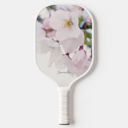 Weiße Kirschblüten Blumenblüten Personalisiert Pickleball Schläger (Vorderseite)
