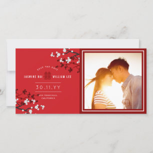 Weiße Kirschblüten Doppelte Glückseligkeit Asiatis Save The Date